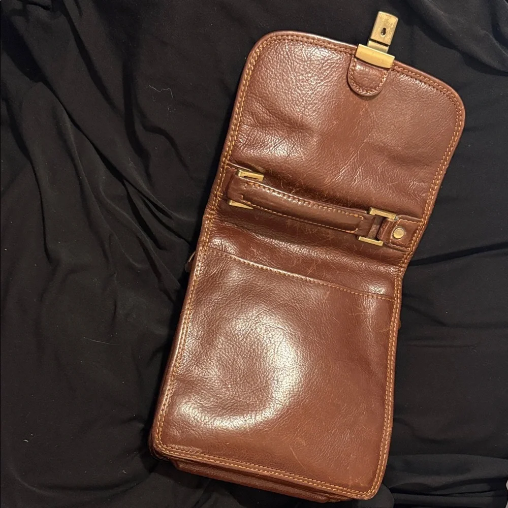 Etrier men's shoulder bag cognac, brown Leather Messenger Bag